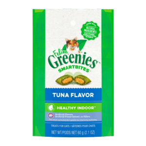 FELINE GREENIES SMARTBITES HEALTHY INDOOR Natural Treats for Cats, Tuna Flavor, 2.1 oz. Pouch